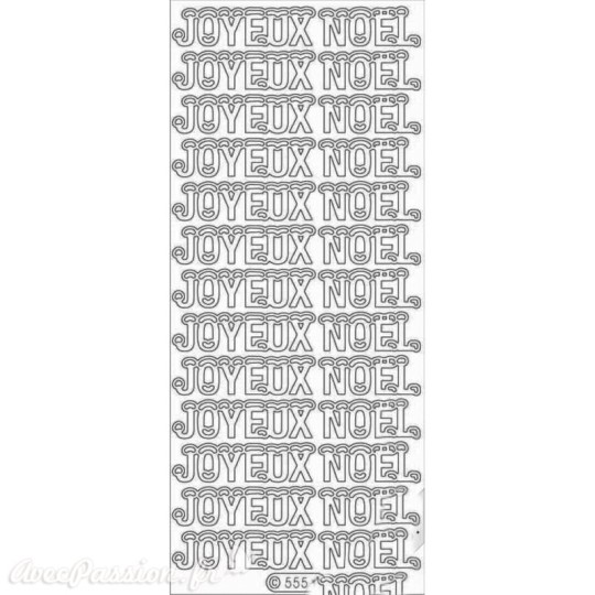 Sticker peel off adhésif joyeux Noël argent glitter Sticker peel off adhésif joyeux Noël argent glitter