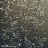 Sticker peel off adhésif flowers fairies argent