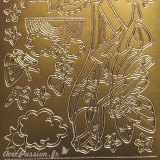 Sticker peel off adhésif flowers fairies doré