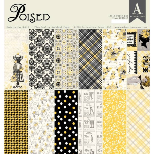 Papier scrapbooking assortiment Authentique Poised recto verso 30x30 36fe