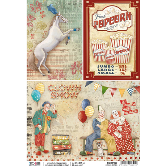 Papier de riz source cartes de cirque 22x32cm Ciao Bella