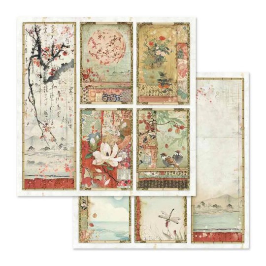 Papier scrapbooking réversible Stamperia peintures orientales 30x30
