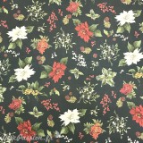 Papier tassotti à motifs noël Poinsetta fond vert