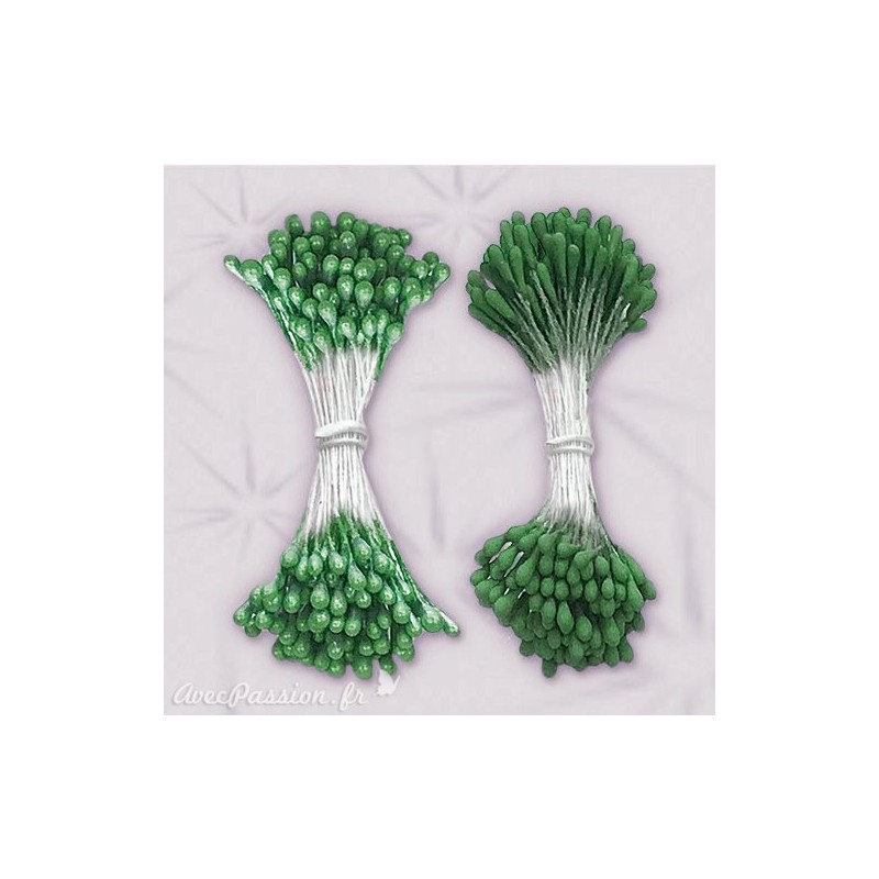 Pistils Etamines pour coeurs de fleurs vert nacré et mat 2mm