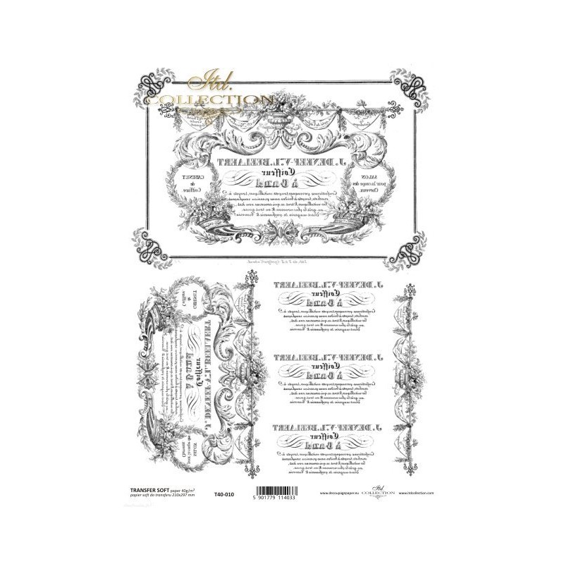 Transfert d'image couleur motif shabby chic T4010