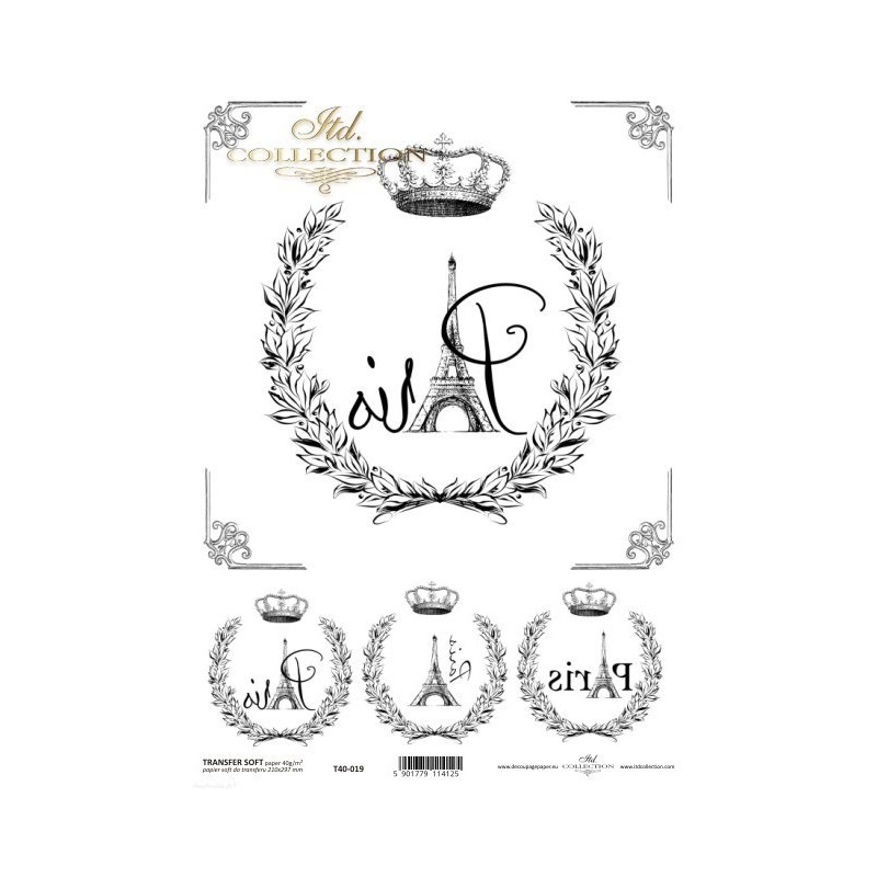 Transfert d'image couleur motif shabby chic T4019