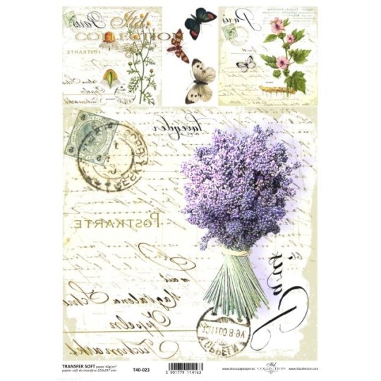 Transfert d'image couleur motif shabby chic T4023