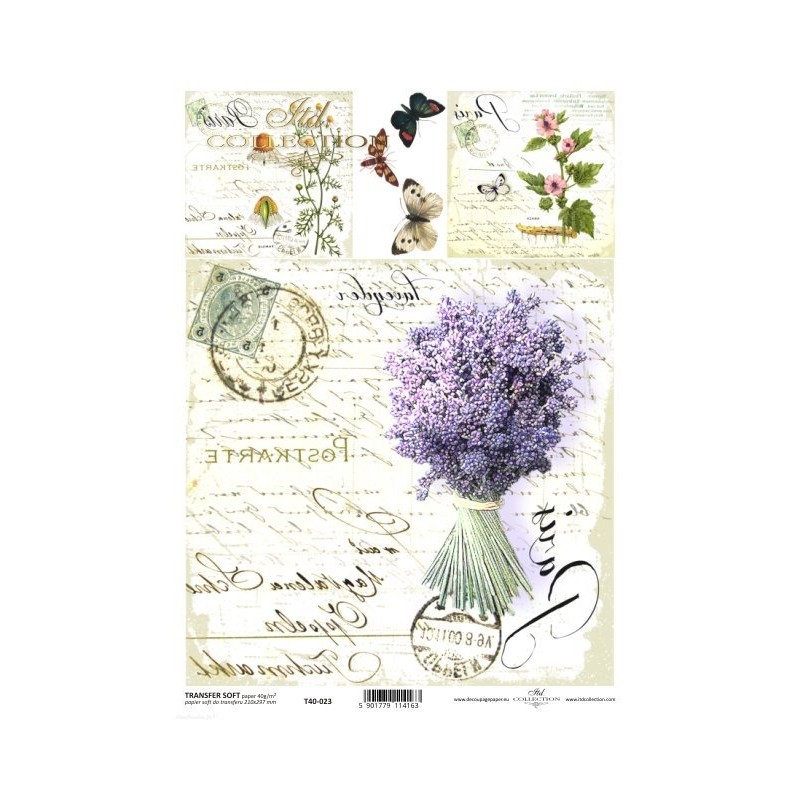 Transfert d'image couleur motif shabby chic T4023