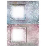 Feuille scrapbooking sur papier calque A4 cadres rose & bleu