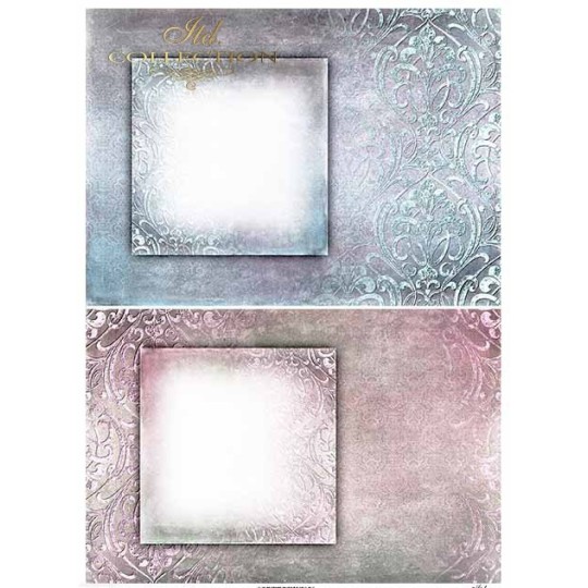 Papier scrapbooking sur papier calque A4 cadres rose & bleu