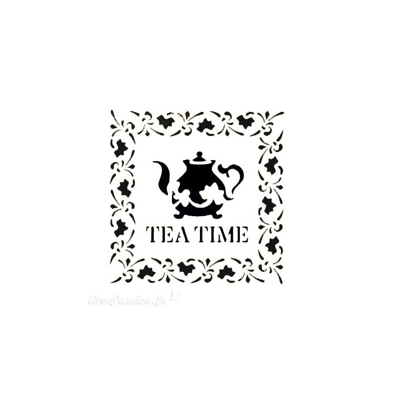 Pochoir plastique 16x16cm tea time