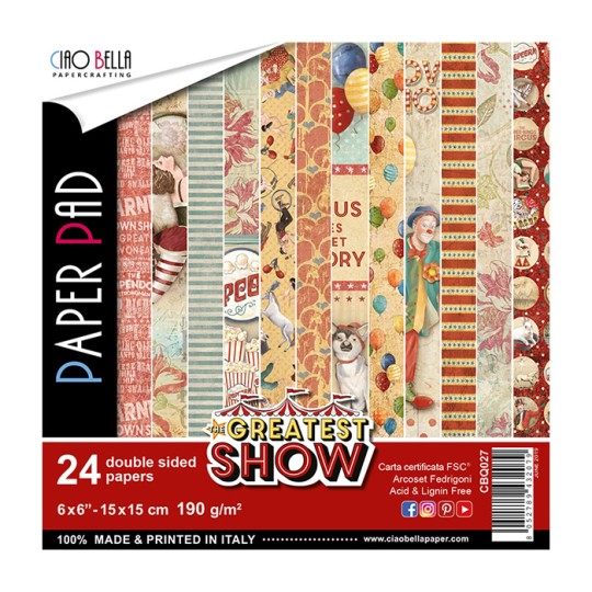 Papier scrapbooking 15x15 assortiment greatest show 24f