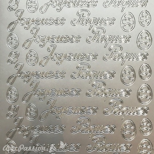 Sticker peel off adhésif texte joyeuses pâques argent Sticker peel off adhésif texte joyeuses pâques argent