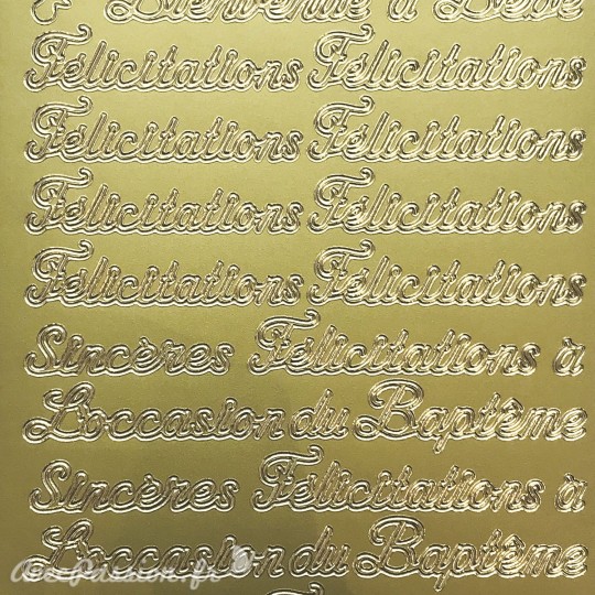 Sticker peel off adhésif texte bienvenue bébé doré