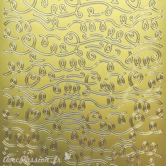 Sticker peel off adhésif ligne arabesque coeur doré