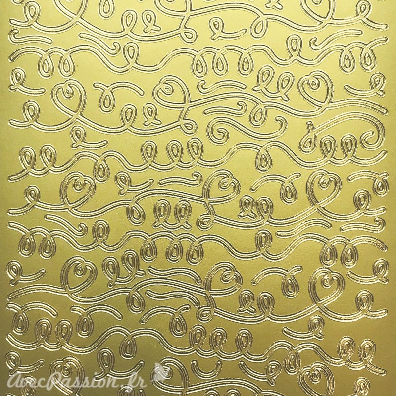 Sticker peel off adhésif ligne arabesque coeur doré