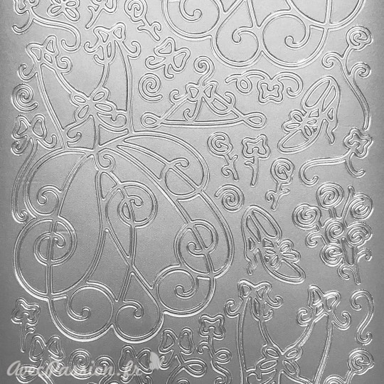 Sticker peel off adhésif arabesque robe argent