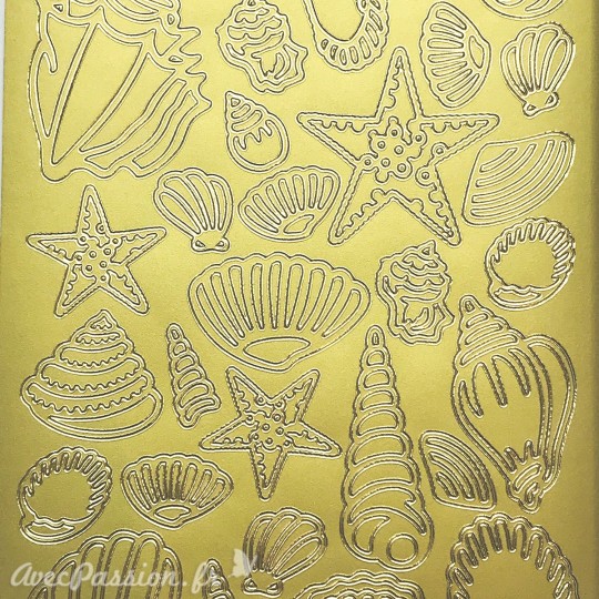 Sticker peel off adhésif coquillages doré Sticker peel off adhésif coquillages doré