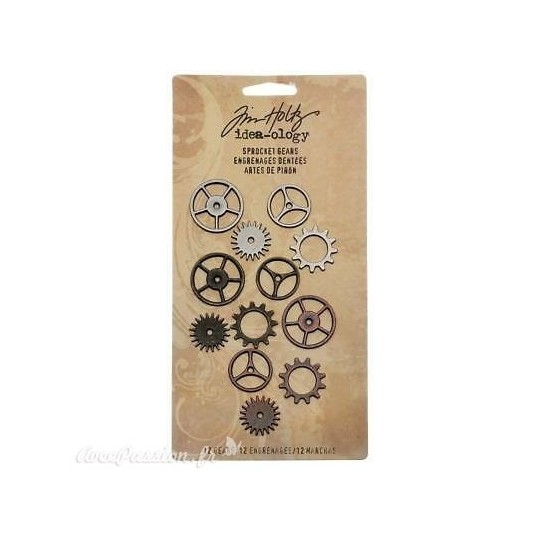 Embellissements métal Tim Holtz Sprocket Gears 12pcs