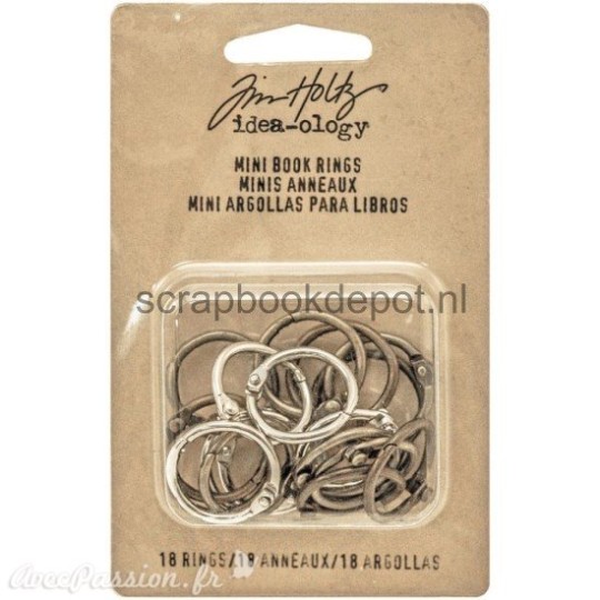 Embellissements métal Tim Holtz Mini Book Rings 18pcs