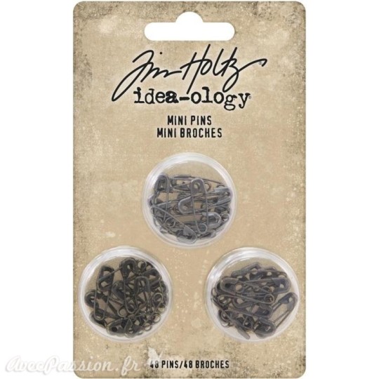 Embellissements métal Tim Holtz Mini Pins 48pcs