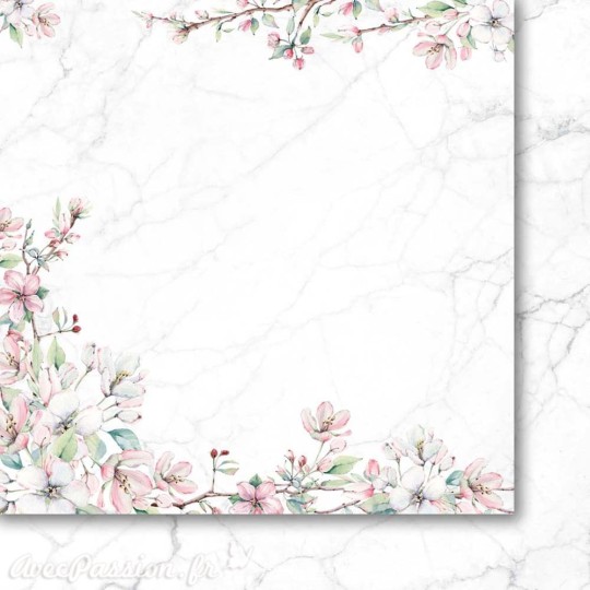 Papier scrapbooking  1 décor 1 faux uni Pommier décor