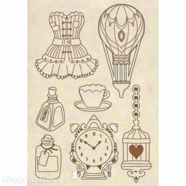 Chipboard en bois silhouettes entaillées corsets