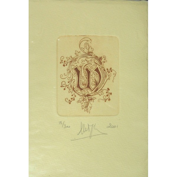 Gravure Caroline Delépine taille douce lettre W
