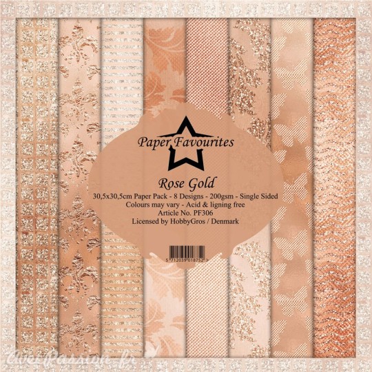 Papier scrapbooking assortiment Dixi Craft Paper Favourites Rose Gold 30x30 8fe