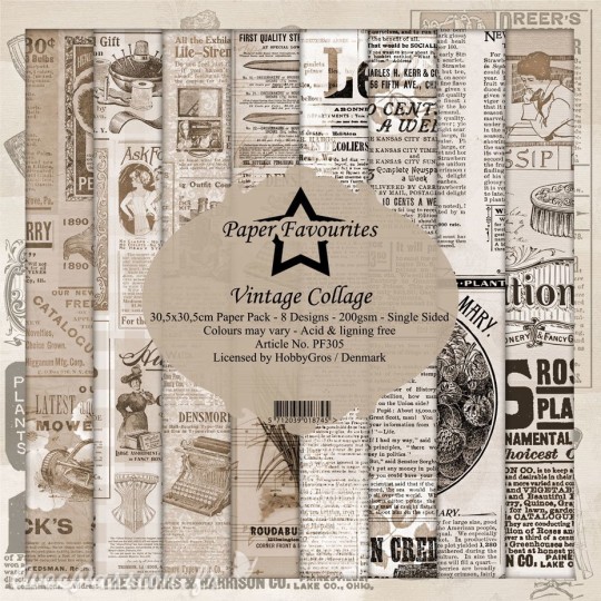 Papier scrapbooking assortiment Dixi Craft Paper Favourites Vintage Collage 30x30 8fe