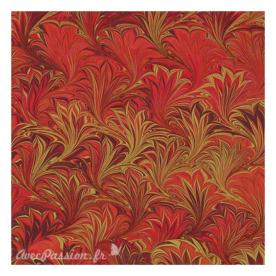 Papier tassotti à motifs marbré rouge et doré