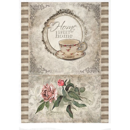 Papier de riz tasse & rose 21x30cm