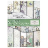 Kit créatif 13 papier de riz + 2 pochoirs + 5 foil  //  Angels girls and boys