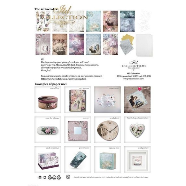Kit créatif 13 papier de riz + 2 pochoirs + 5 foil // In Love