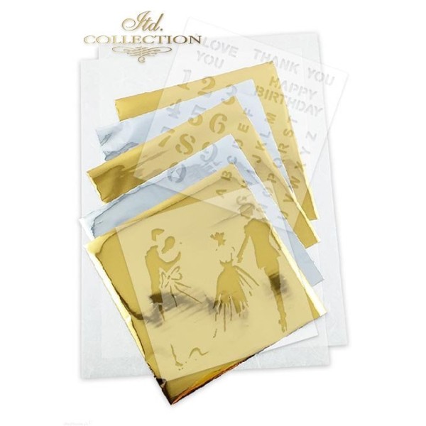 Kit créatif 13 papier de riz + 2 pochoirs + 5 foil // In Love