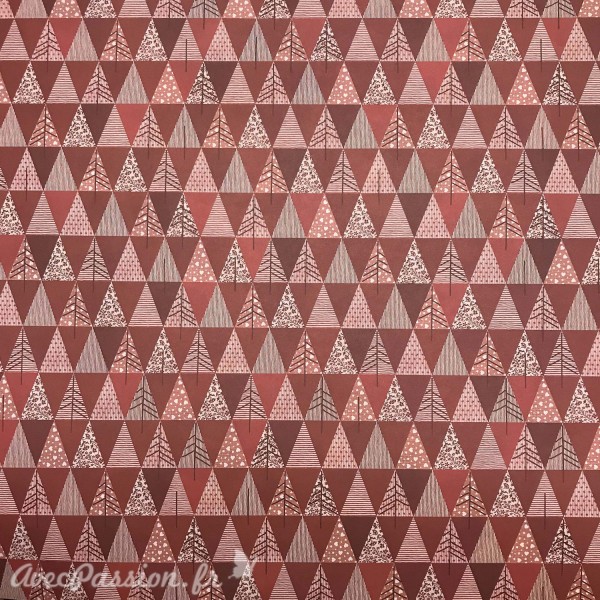 Papier tassotti à motifs sapin de Noël rouge