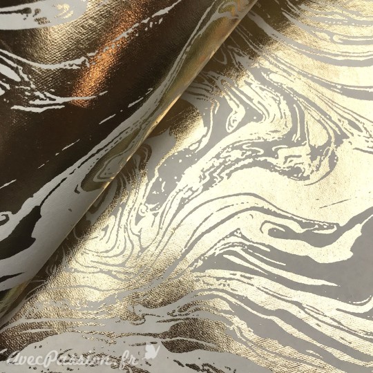 Papier indien ivoire marbré feuille d'or