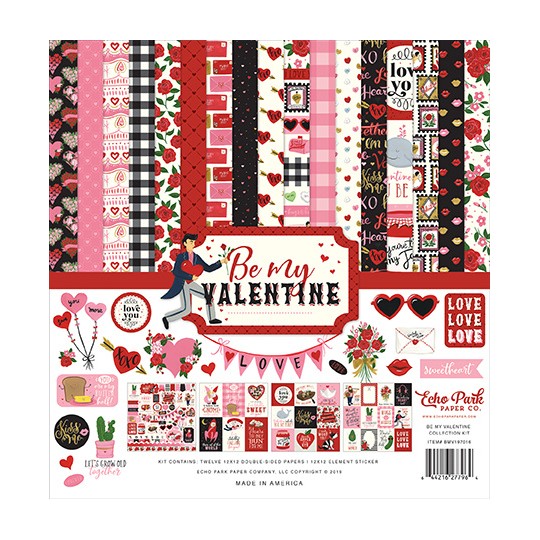 Papier scrapbooking assortiment echopark Be my Valentine 30x30 12fe