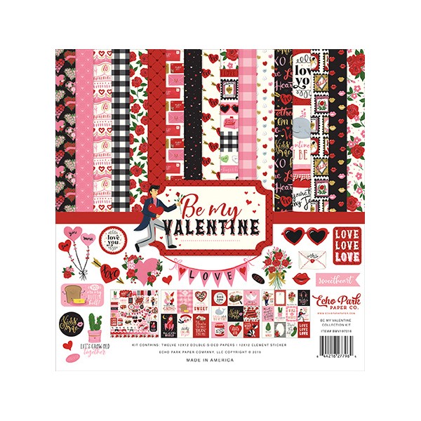 Papier scrapbooking assortiment echopark Be my Valentine 30x30 12fe