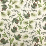 Papier tassotti à motifs Noël branches de sapin fond clair