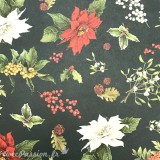 Papier tassotti à motifs Noël Poinsetta fond vert