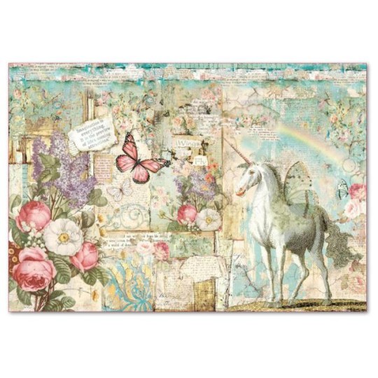 Papier de riz Stamperia 48x33cm wonderland Papier de riz Stamperia 48x33cm wonderland