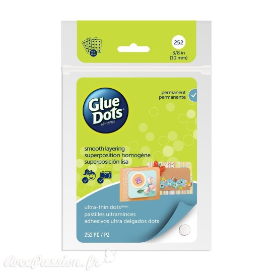 Glue Dots 252 Ultra mince dots 10mm en plaque permanent