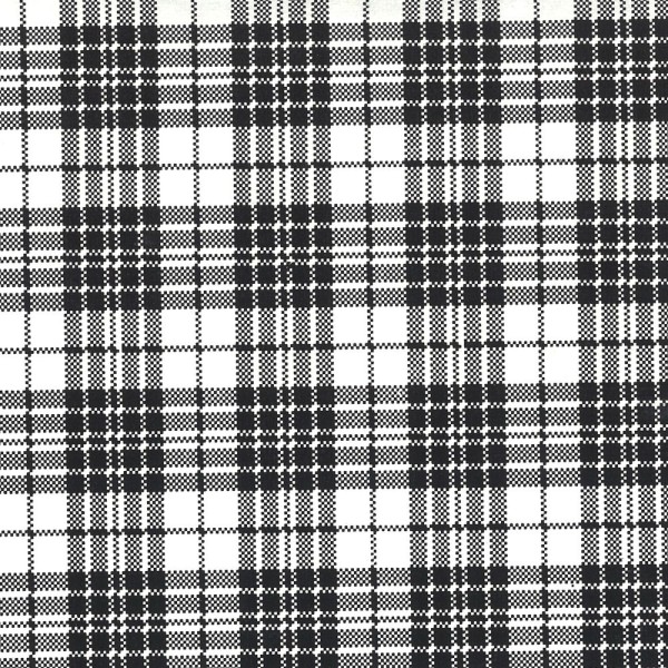 Papier à motifs tartan fond blanc écossais noir