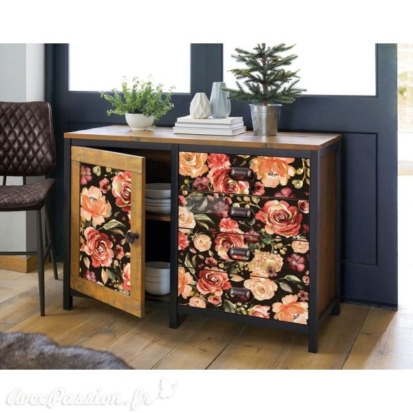 Transfert pelliculable Redesign Prima marketing décor Rose & Rouge avec dorure