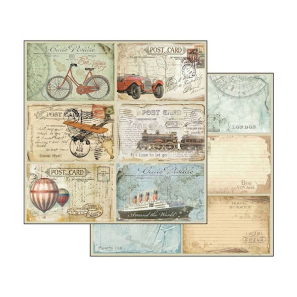 Papier scrapbooking assortiment Stamperia 10f recto verso 20x20 Around the World