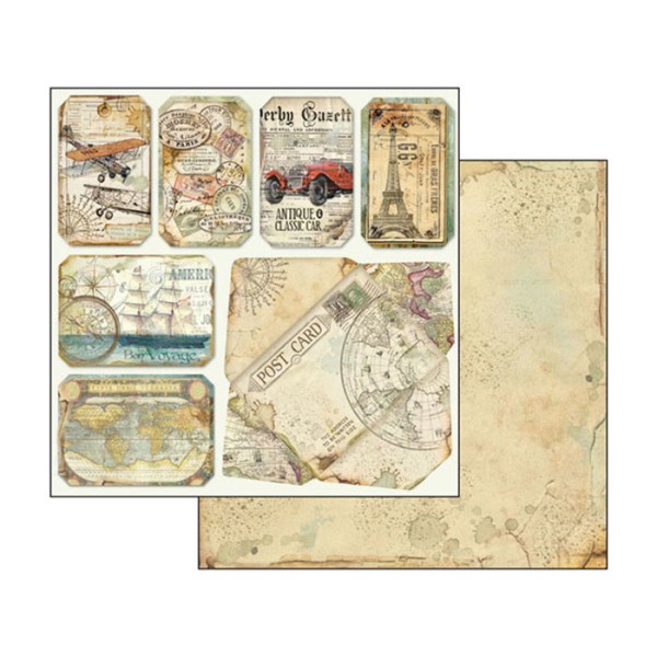 Papier scrapbooking assortiment Stamperia 10f recto verso 20x20 Around the World