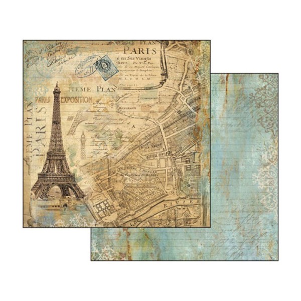 Papier scrapbooking assortiment Stamperia 10f recto verso 20x20 Around the World