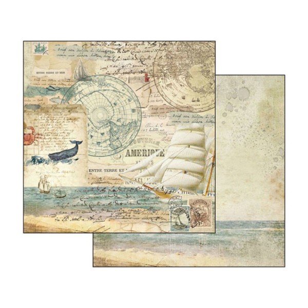 Papier scrapbooking assortiment Stamperia 10f recto verso 20x20 Around the World