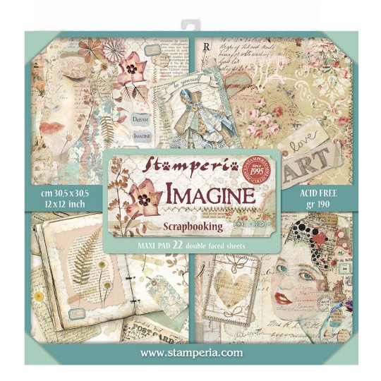 Papier scrapbooking assortiment Stamperia 22f recto verso 30x30 Imagine